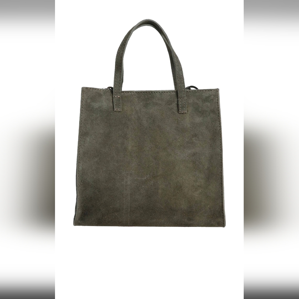 NWT Laura DiMaggio Olive Green Suede Tote with Shoulder Strap And Handles